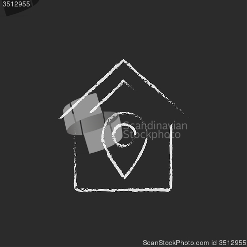 Image of House with pointer icon drawn in chalk.