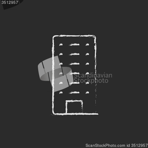 Image of Residential building icon drawn in chalk.