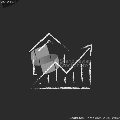 Image of Graph of real estate prices growth icon drawn in chalk.