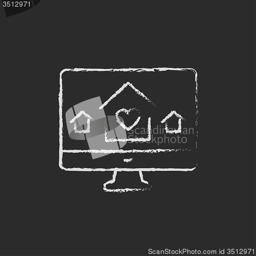 Image of Smart house technology icon drawn in chalk.