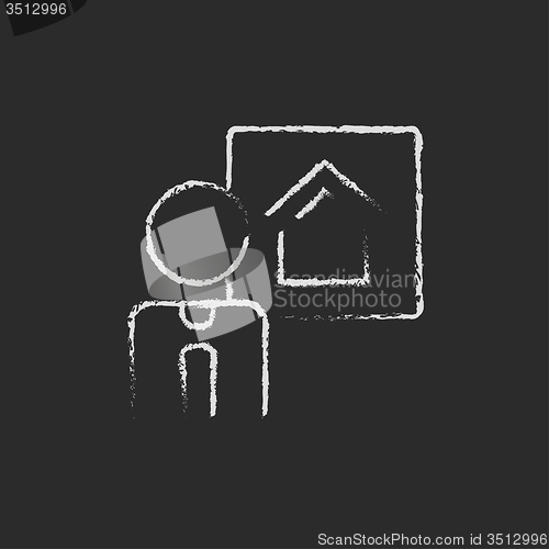 Image of Real estate agent icon drawn in chalk.