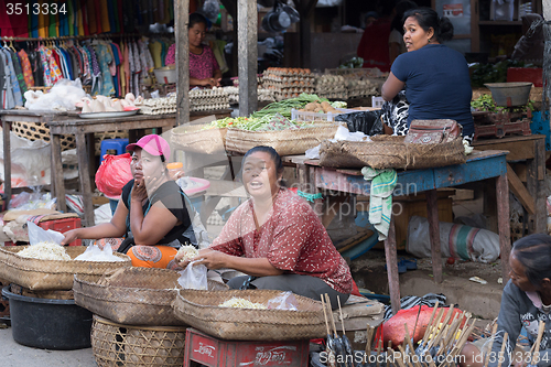 Image of Hindu peoples at the traditional street market, Bali