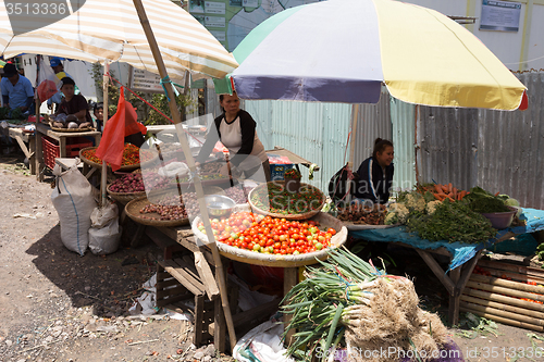 Image of Traditional Marketplace with local fruit in Tomohon City