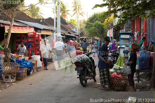 Image of Hindu peoples at the traditional street market, Bali