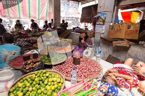 Image of Traditional Marketplace with local fruit in Tomohon City