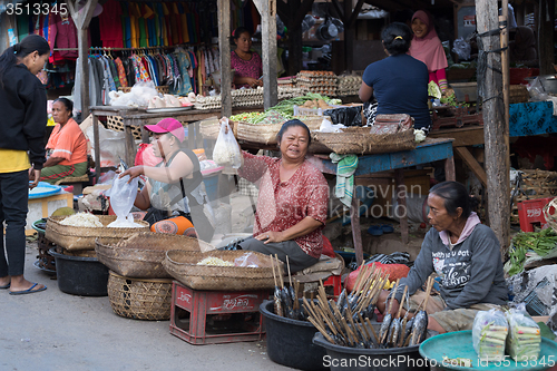 Image of Hindu peoples at the traditional street market, Bali