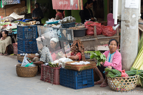 Image of Hindu peoples at the traditional street market, Bali