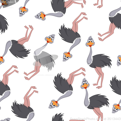 Image of Seamless Funny Cartoon Ostrich