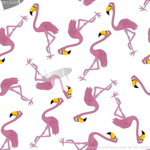 Image of Seamless Funny Cartoon Flamingo