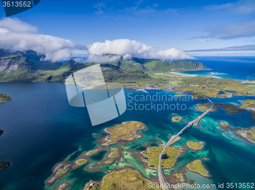 Image of Bridges on Lofoten from air