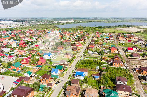Image of Aerial view of houses on housing estates. Tyumen