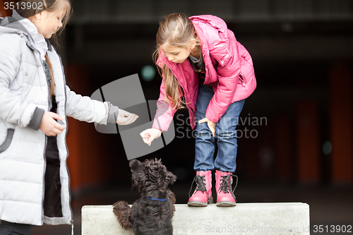 Image of Little girls with pet