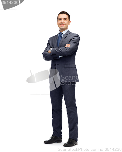 Image of happy smiling businessman in suit