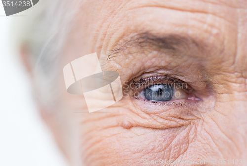 Image of close up of senior woman face and eye