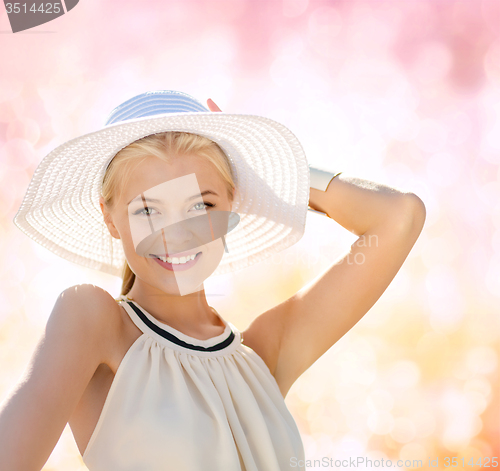 Image of beautiful woman enjoying summer outdoors