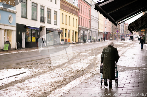 Image of Old Woman with Walker