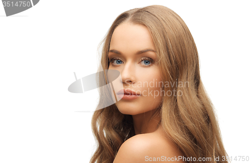 Image of beautiful woman face with long blond hair