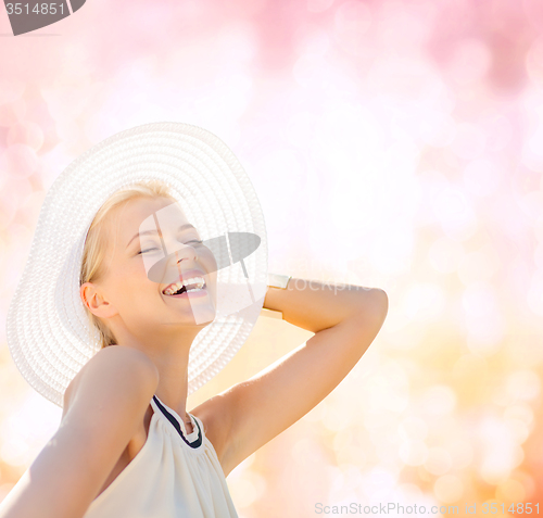 Image of beautiful woman enjoying summer outdoors