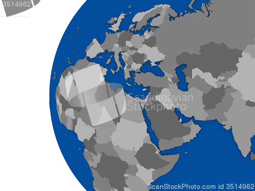 Image of EMEA region continent on political globe