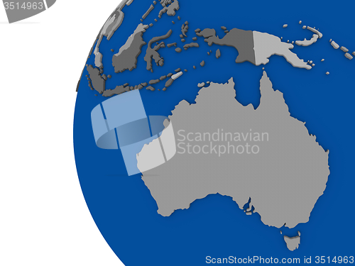 Image of Australian continent on political globe
