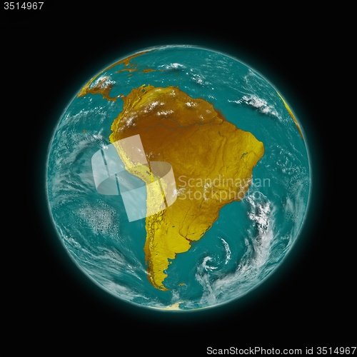 Image of South America on planet Earth