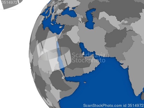 Image of Middle east region on political globe