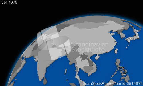 Image of southeast Asia on planet Earth political map