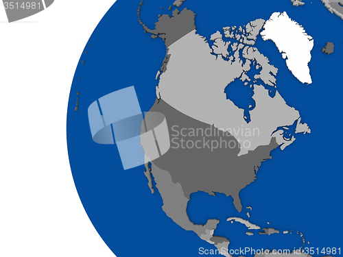 Image of North american continent on political globe