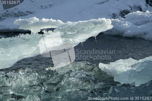 Image of Ice blocks melting at glacier lagoon Jokulsarlon, Iceland