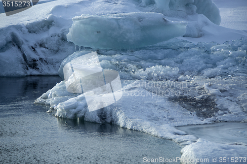 Image of Ice blocks melting at glacier lagoon Jokulsarlon, Iceland