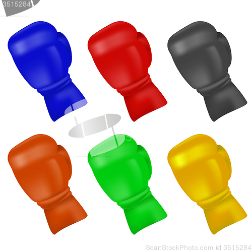 Image of Set of Colorful Boxing Gloves