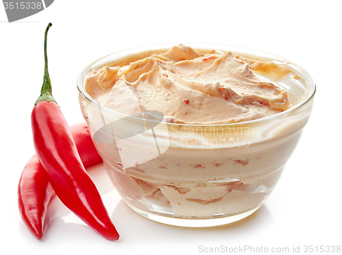 Image of cream cheese with chili and tomato