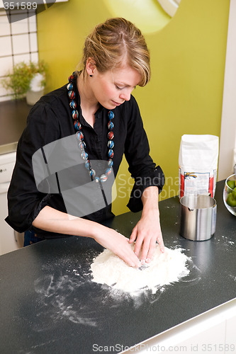 Image of Woman Making Bread at Home