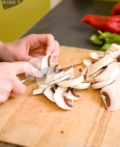 Image of Slicing Mushrooms Detail