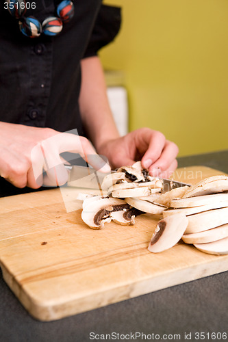 Image of Slicing Mushrooms Detail
