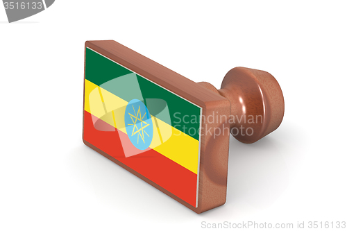 Image of Wooden stamp with Ethiopia flag