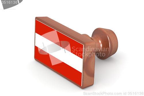 Image of Blank wooden stamp with Austria flag