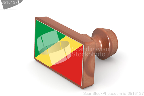 Image of Wooden stamp with Republic of the Congo flag