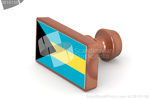 Image of Blank wooden stamp with Bahamas flag