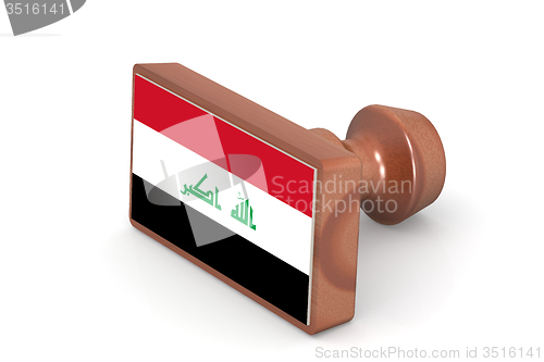 Image of Wooden stamp with Iraq flag