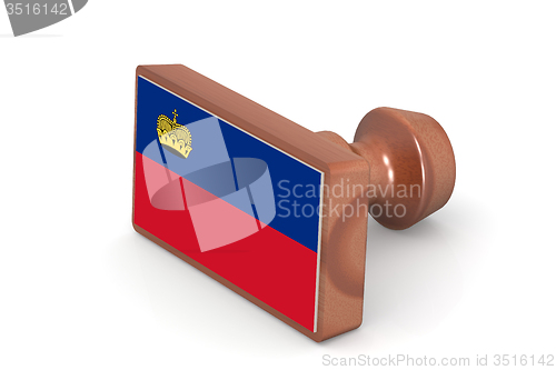 Image of Wooden stamp with Liechtenstein flag