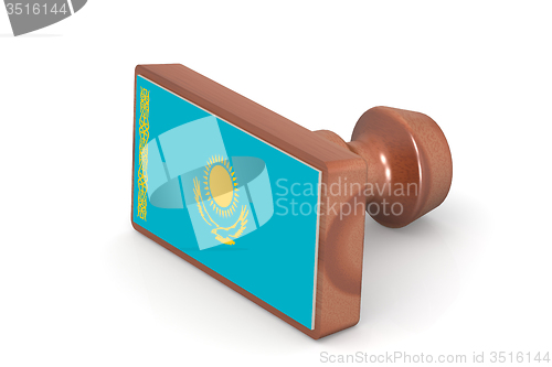 Image of Wooden stamp with Kazakhstan flag