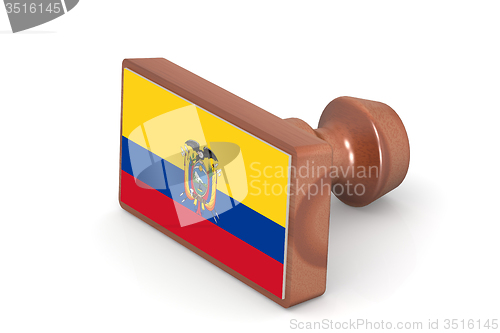 Image of Wooden stamp with Ecuador flag