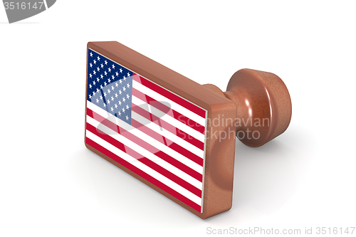 Image of Wooden stamp with United States flag