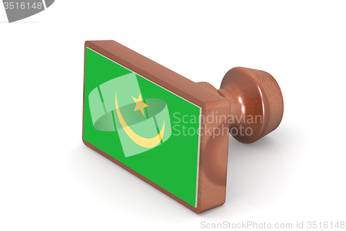 Image of Wooden stamp with Mauritania flag