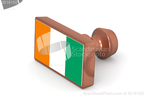 Image of Wooden stamp with Ivory Coast flag