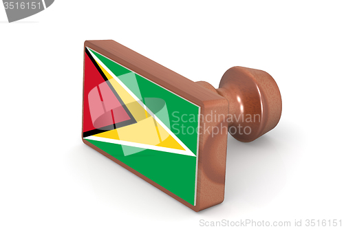 Image of Wooden stamp with Guyana flag