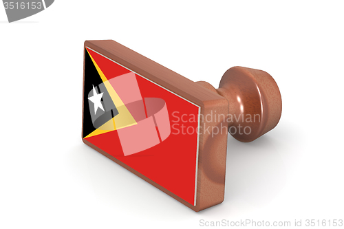 Image of Wooden stamp with East Timor flag