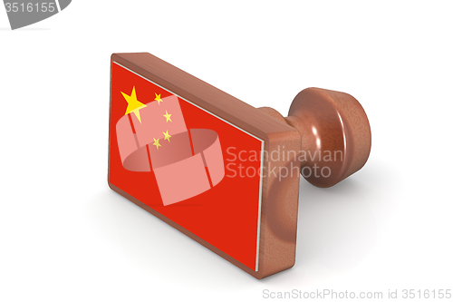 Image of Wooden stamp with China flag