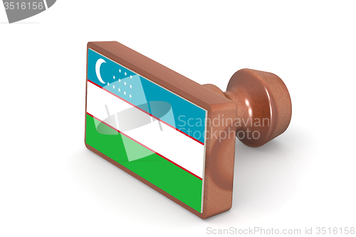 Image of Wooden stamp with Uzbekistan flag